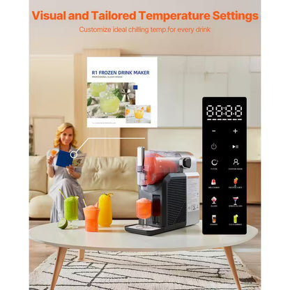 2L/68Oz. Slushie Machine in Black, No Ice Needed Snow Cone Machine for Home with 6 Preset Programs and Self-Cleaning