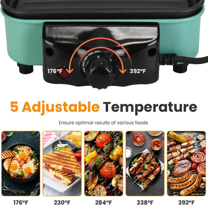 Electric Indoor Grill,1500W 2 in 1 Smokeless Raclette Table Grill For