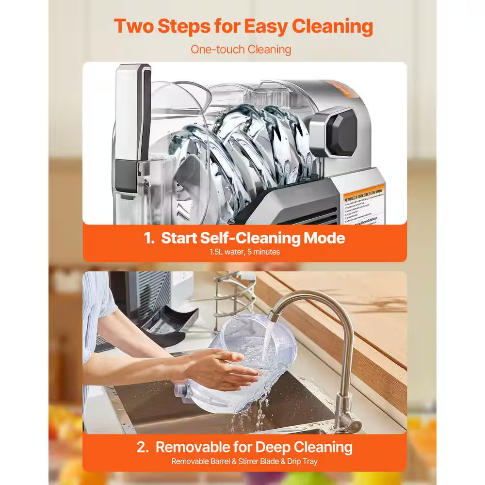 2L/68Oz. Slushie Machine in Black, No Ice Needed Snow Cone Machine for Home with 6 Preset Programs and Self-Cleaning