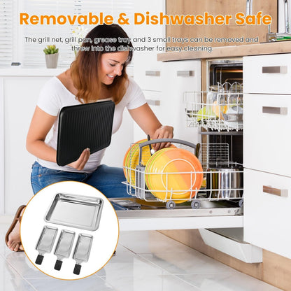 Electric Indoor Grill,1500W 2 in 1 Smokeless Raclette Table Grill For