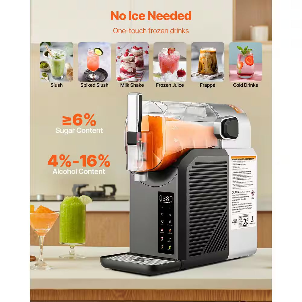 2L/68Oz. Slushie Machine in Black, No Ice Needed Snow Cone Machine for Home with 6 Preset Programs and Self-Cleaning